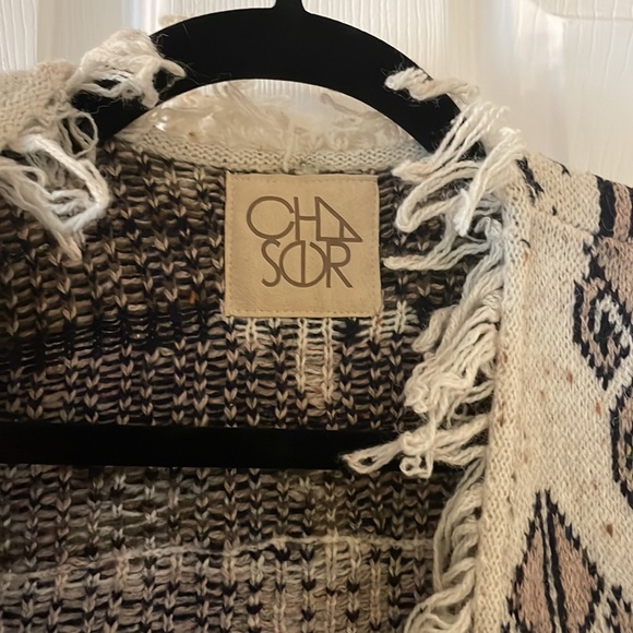 RARE chaser tapestry jacquard fringed cardigan - Picture 4 of 9